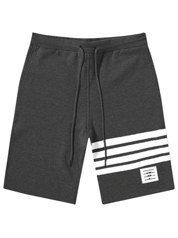 Cotton Loopback Knit Engineered 4-Bar Sweatshorts Dark Grey - THOM BROWNE - BALAAN 1