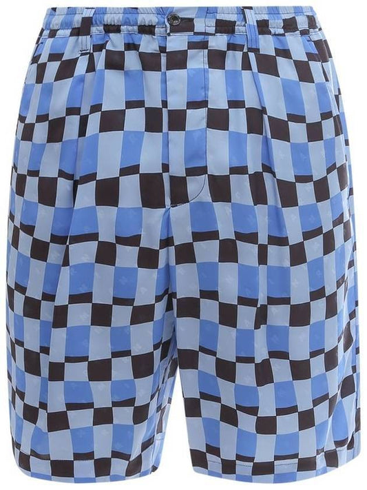 Check Print Bermuda Shorts Blue - MARNI - BALAAN.