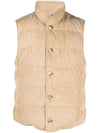 Men's Leather Down Vest Beige - BRUNELLO CUCINELLI - BALAAN 1