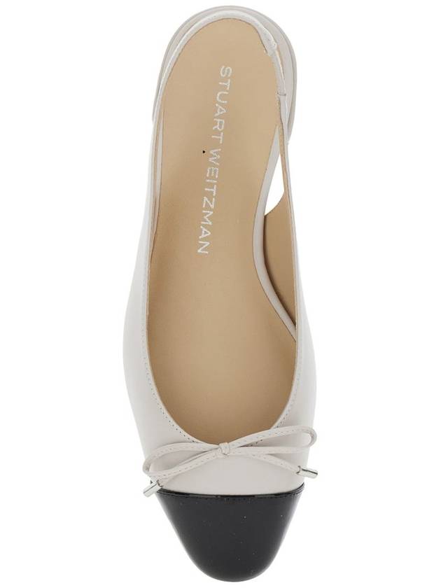 Beige Slingback Ballet Shoes With Cap Toe And Bow Detail In Leather Woman - STUART WEITZMAN - BALAAN 4