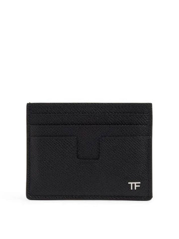 T Line Classic Logo Leather Card Wallet Black - TOM FORD - BALAAN 1