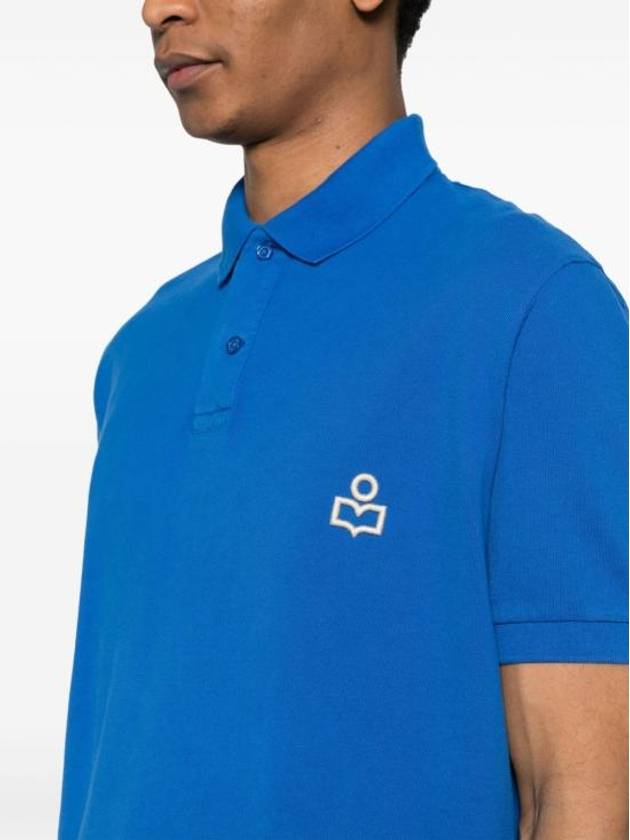 Afko Logo Cotton Polo Shirt Blue - ISABEL MARANT - BALAAN 4