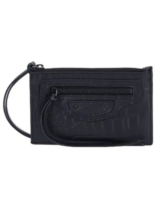 Crocodile Print Neo Classic Wallet Black - BALENCIAGA - BALAAN 1