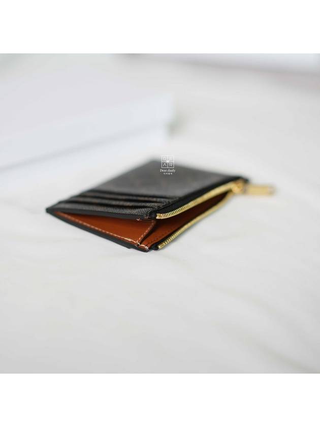 Triomphe Canvas Gold Zipper Card Wallet Tan - CELINE - BALAAN 6