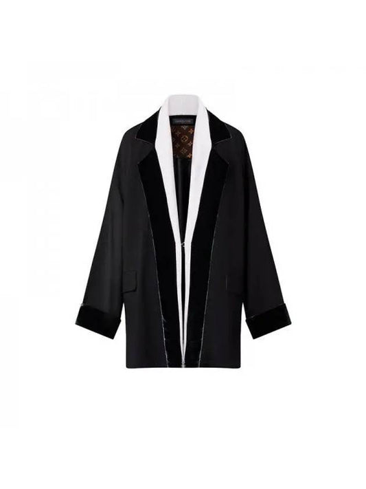 Velvet Trim Robe Jacket 1AC1XC - LOUIS VUITTON - BALAAN 1