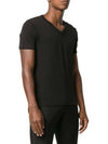 Cotton V-neck Short Sleeve T-Shirt Black - TOM FORD - BALAAN 5