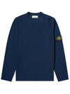 Men's Logo Wappen Crew Neck Knit Sweatshirt Navy - STONE ISLAND - BALAAN 2