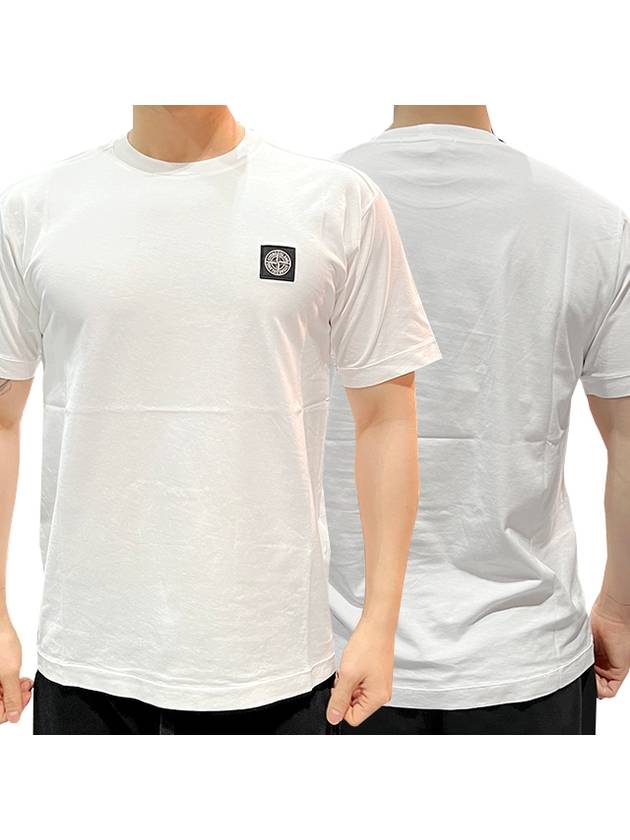 Logo Patch Garment Dyed Short Sleeve TShirt White 101524113 A0001 - STONE ISLAND - BALAAN 1