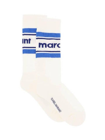 Donna Embroidered Logo Striped Socks Blue - ISABEL MARANT - BALAAN 1