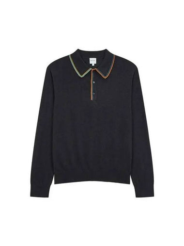 Stripe trim polo knit charcoal 270131 - PAUL SMITH - BALAAN 1