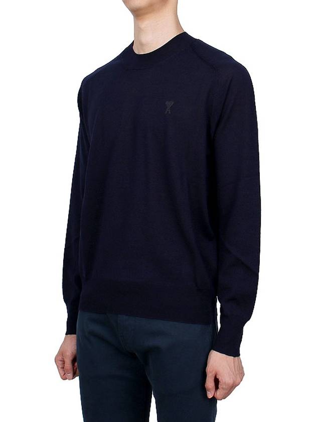 De Coeur Crew Neck Knit Top Night Blue - AMI - BALAAN 4