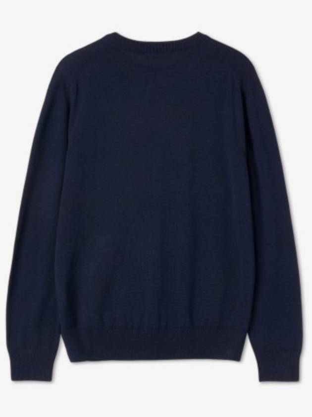 Fox Head Patch Regular Round Neck Pullover Knit Top Navy - MAISON KITSUNE - BALAAN 3