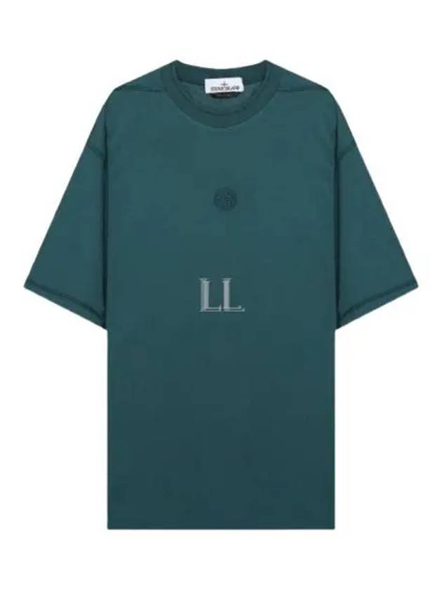 Fissato Effect Compass Embroidery Logo Short Sleeve T-shirt Bottle Green - STONE ISLAND - BALAAN 2