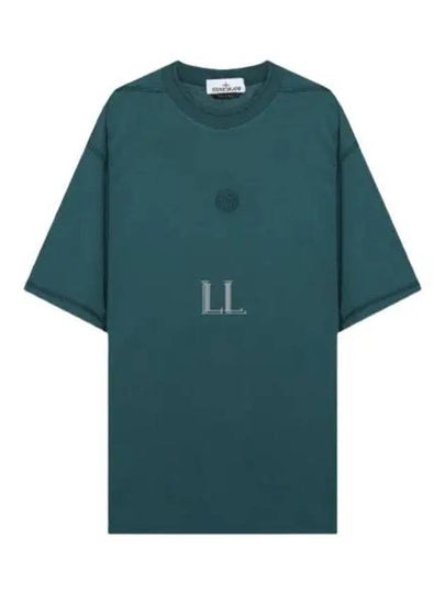 Fissato Effect Compass Embroidery Logo Short Sleeve T-shirt Bottle Green - STONE ISLAND - BALAAN 2