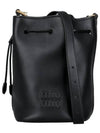 Logo Leather Bucket Bag Black - MIU MIU - BALAAN 2