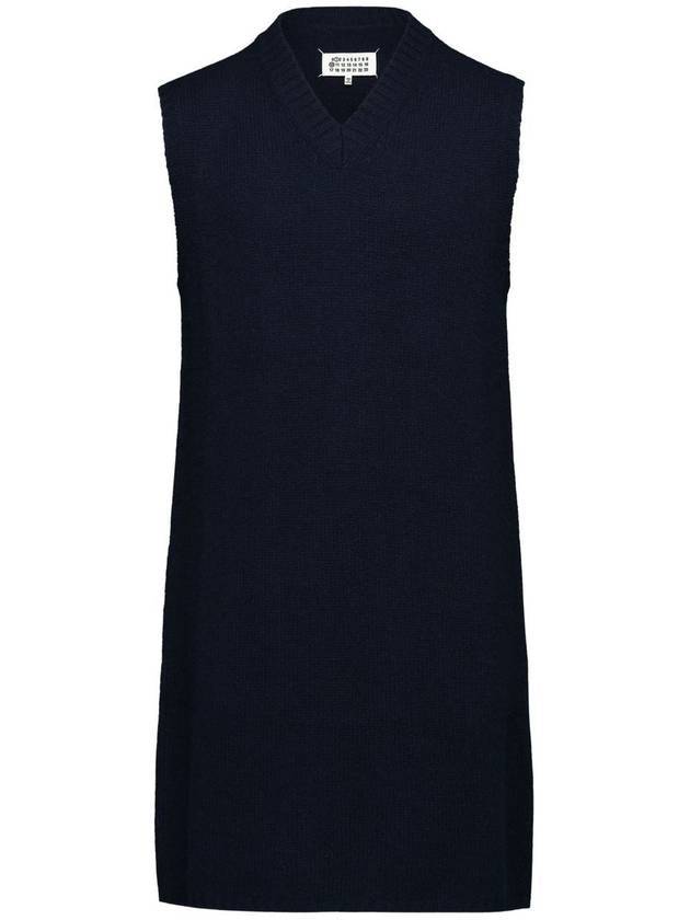 Women's V-neck Knit Midi Dress Blue - MAISON MARGIELA - BALAAN 3