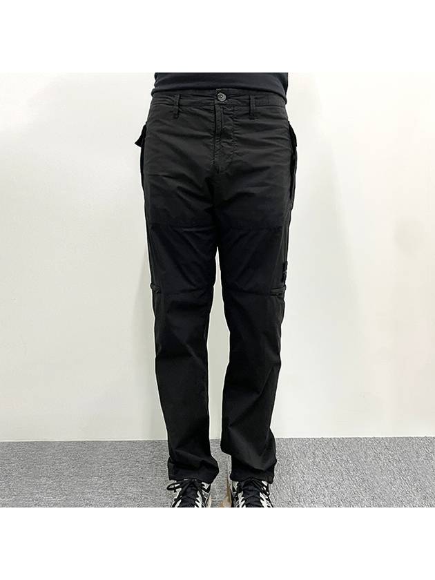 Logo Patch Cargo Cotton Straight Pants Black - STONE ISLAND - BALAAN 3