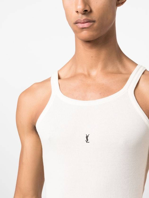 Embroidered Logo Sleeveless White - SAINT LAURENT - BALAAN 6