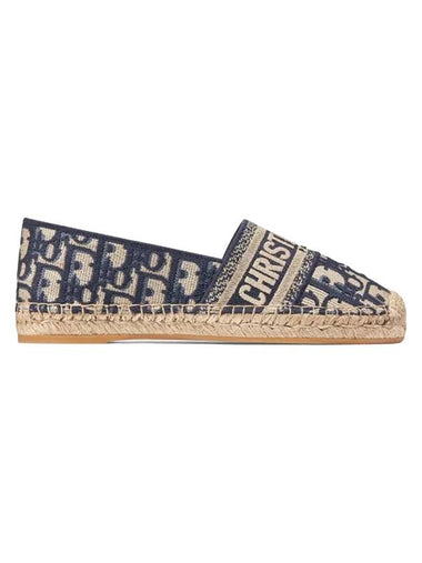 Granville Oblique Embroidered Cotton Espadrilles Blue - DIOR - BALAAN 1