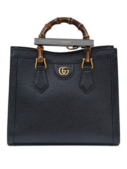 Diana Gold Hardware Leather Small Tote Bag Black - GUCCI - BALAAN 2