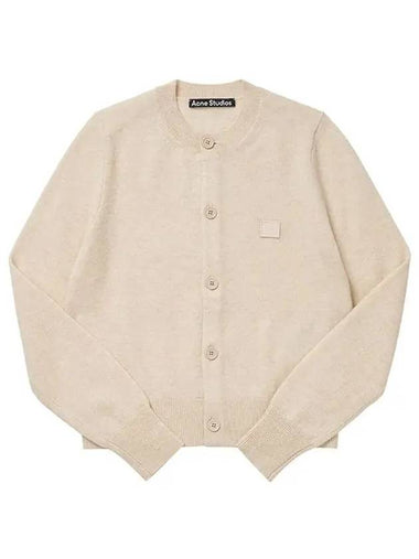 A60280 OATMEAL MELANGE Face Logo Patch Cardigan - ACNE STUDIOS - BALAAN 1