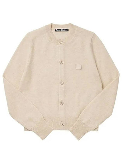 A60280 OATMEAL MELANGE Face Logo Patch Cardigan - ACNE STUDIOS - BALAAN 2