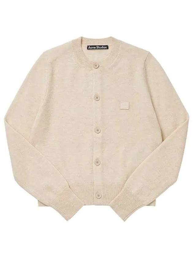 A60280 OATMEAL MELANGE Face Logo Patch Cardigan - ACNE STUDIOS - BALAAN 1