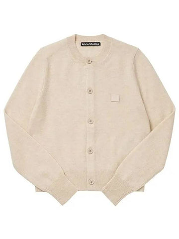 A60280 OATMEAL MELANGE Face Logo Patch Cardigan - ACNE STUDIOS - BALAAN 1