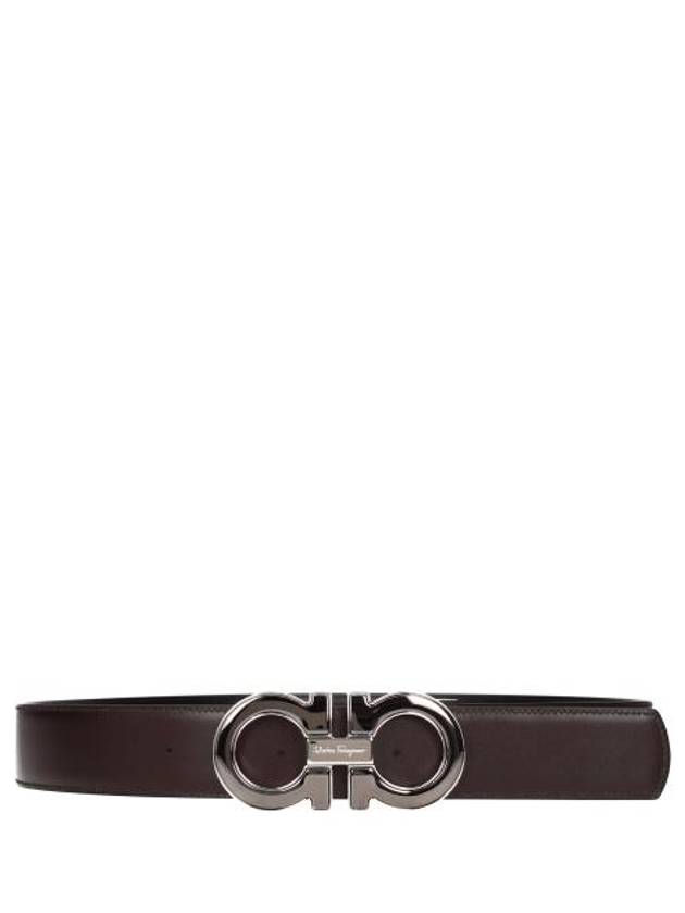 Reversible Gancini Leather Belt Black Brown - SALVATORE FERRAGAMO - BALAAN 3