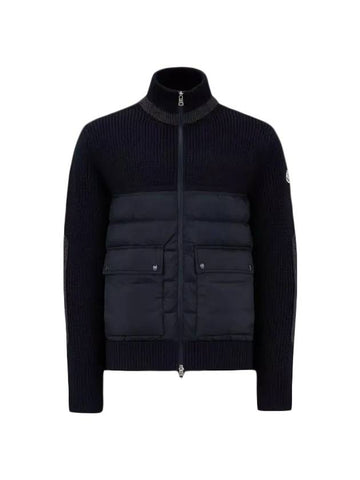 patch pocket wool padded cardigan navy blue - MONCLER - BALAAN 1