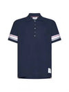 Men's RWB Stripe Cotton Polo Shirt Navy - THOM BROWNE - BALAAN 2