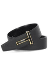 Gold T Logo Buckle Reversible Belt Black - TOM FORD - BALAAN 2