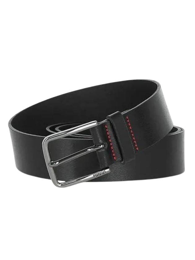 Logo Buckle Grained Leather Belt Black - HUGO BOSS - BALAAN 1