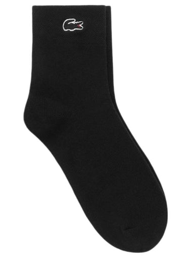 Basic Solid Medium Socks Black - LACOSTE - BALAAN 1