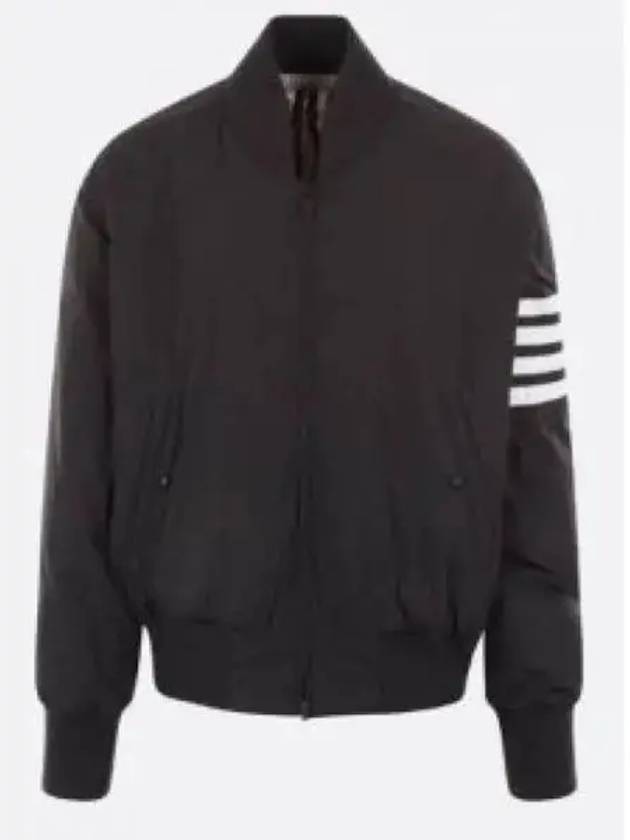 Poly Twill 4-Bar Oversized Knit Down Bomber Jacket Charcoal - THOM BROWNE - BALAAN 2