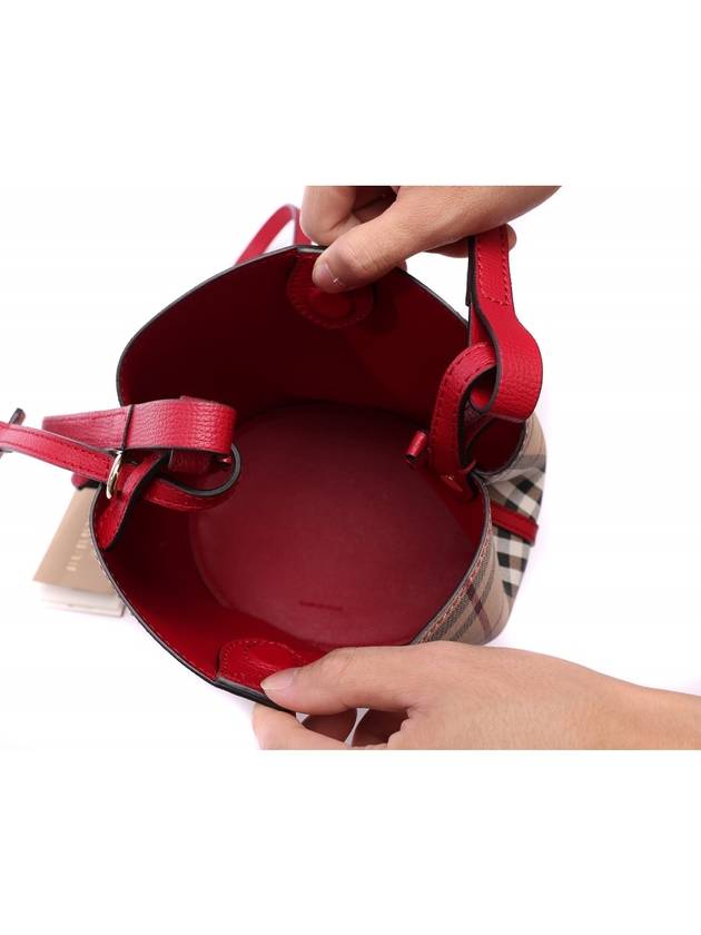 Haymarket Lawn Check Strap Bucket Bag Red - BURBERRY - BALAAN 7