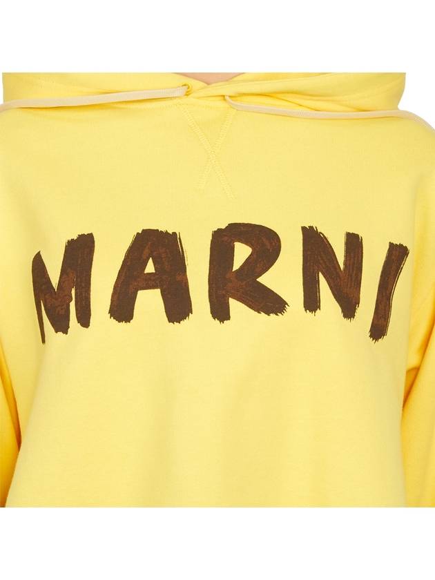 Logo Print Cotton Hooded Top Yellow - MARNI - BALAAN 9