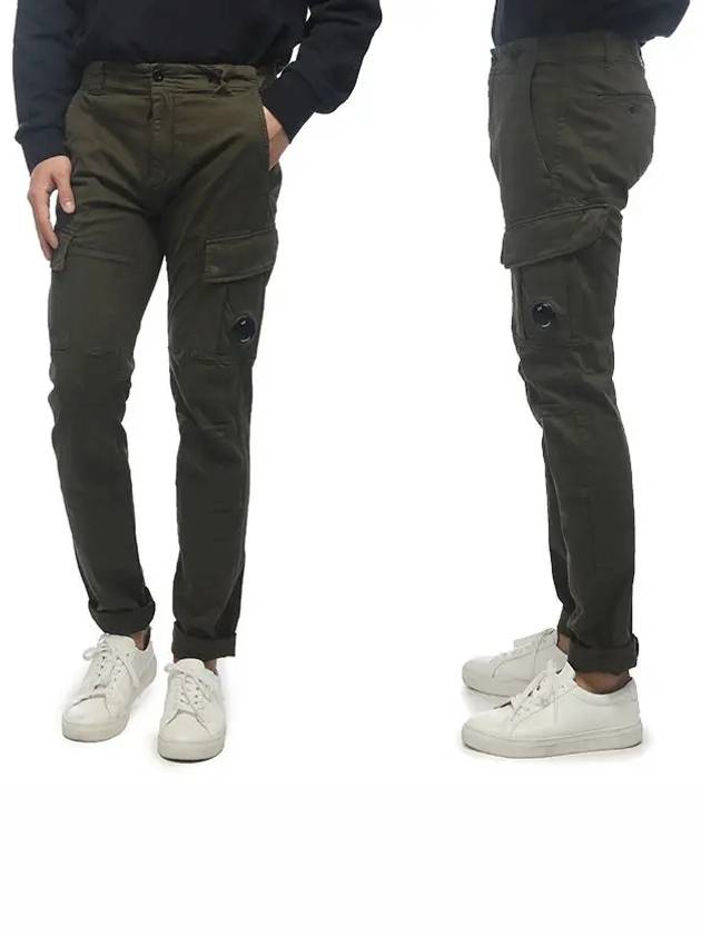 Men's Lens Wappen Biker Cargo Straight Pants Khaki - CP COMPANY - BALAAN 3