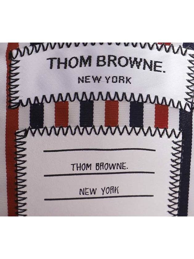 4-Bar Leather Small Clutch Bag Navy - THOM BROWNE - BALAAN 4