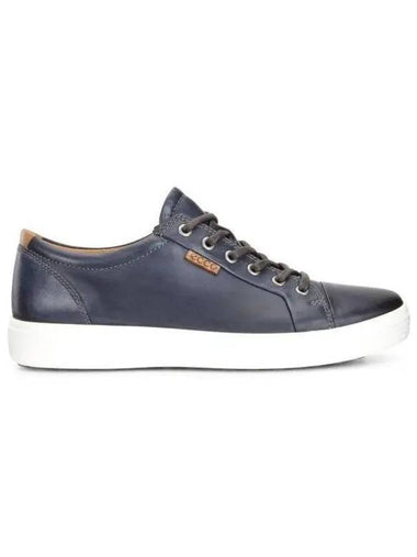 Men's Soft 7 M Leather Low Top Sneakers Navy - ECCO - BALAAN 1