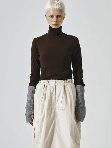 Wool Silky Turtleneck Brown - NOIRER FOR WOMEN - BALAAN 1