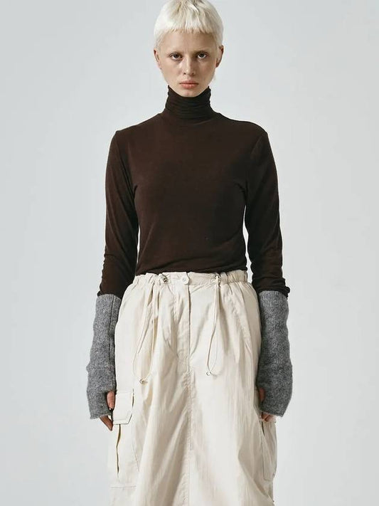 Wool Silky Turtleneck Brown - NOIRER FOR WOMEN - BALAAN 2