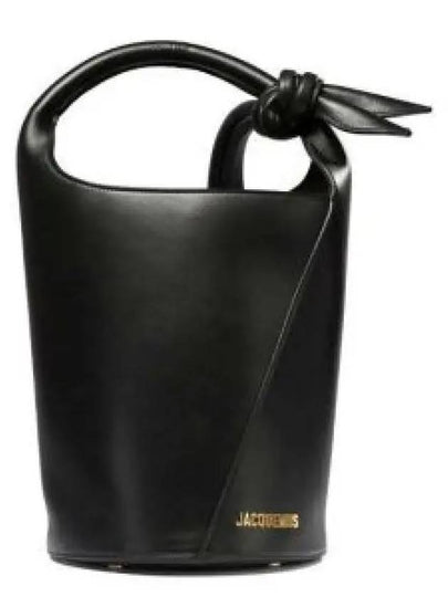 Le Petit Tourni Mini Knotted Leather Bucket Bag Black - JACQUEMUS - BALAAN 2