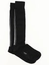 Ribbed Merino Striped Knee-High Socks Black - THOM BROWNE - BALAAN 3