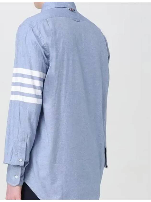 Men's Diagonal Solid Flannel Long Sleeve Shirt Light Blue - THOM BROWNE - BALAAN 7