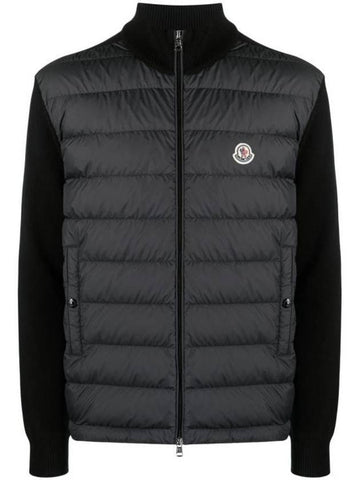 Padded Cotton Zip-Up Cardigan Black - MONCLER - BALAAN 1