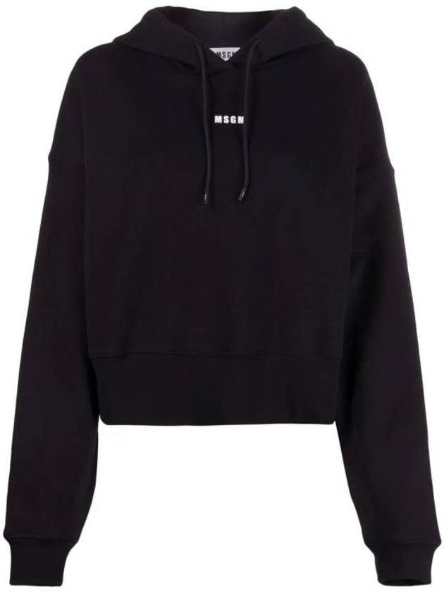 Micro Logo Print Cotton Hoodie Black - MSGM - BALAAN 2