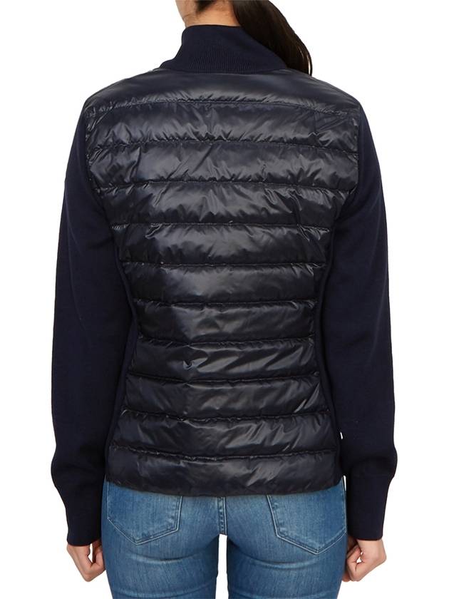 Logo Padded Wool Cardigan Navy - MONCLER - BALAAN 5