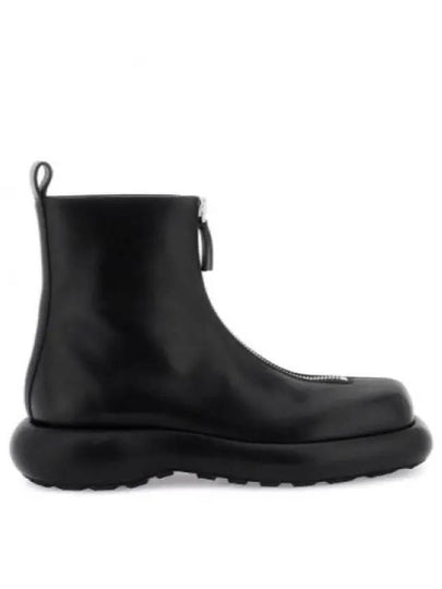 Square Toe Calf Leather Ankle Boots Black - JIL SANDER - BALAAN 2