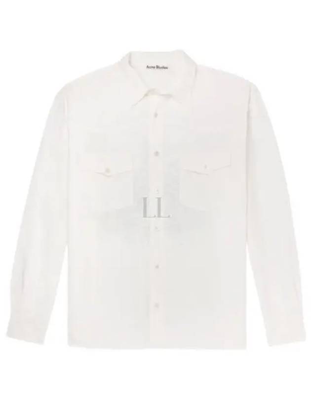 Logo Graphic Print Button Up Long Sleeve Shirt White - ACNE STUDIOS - BALAAN 2